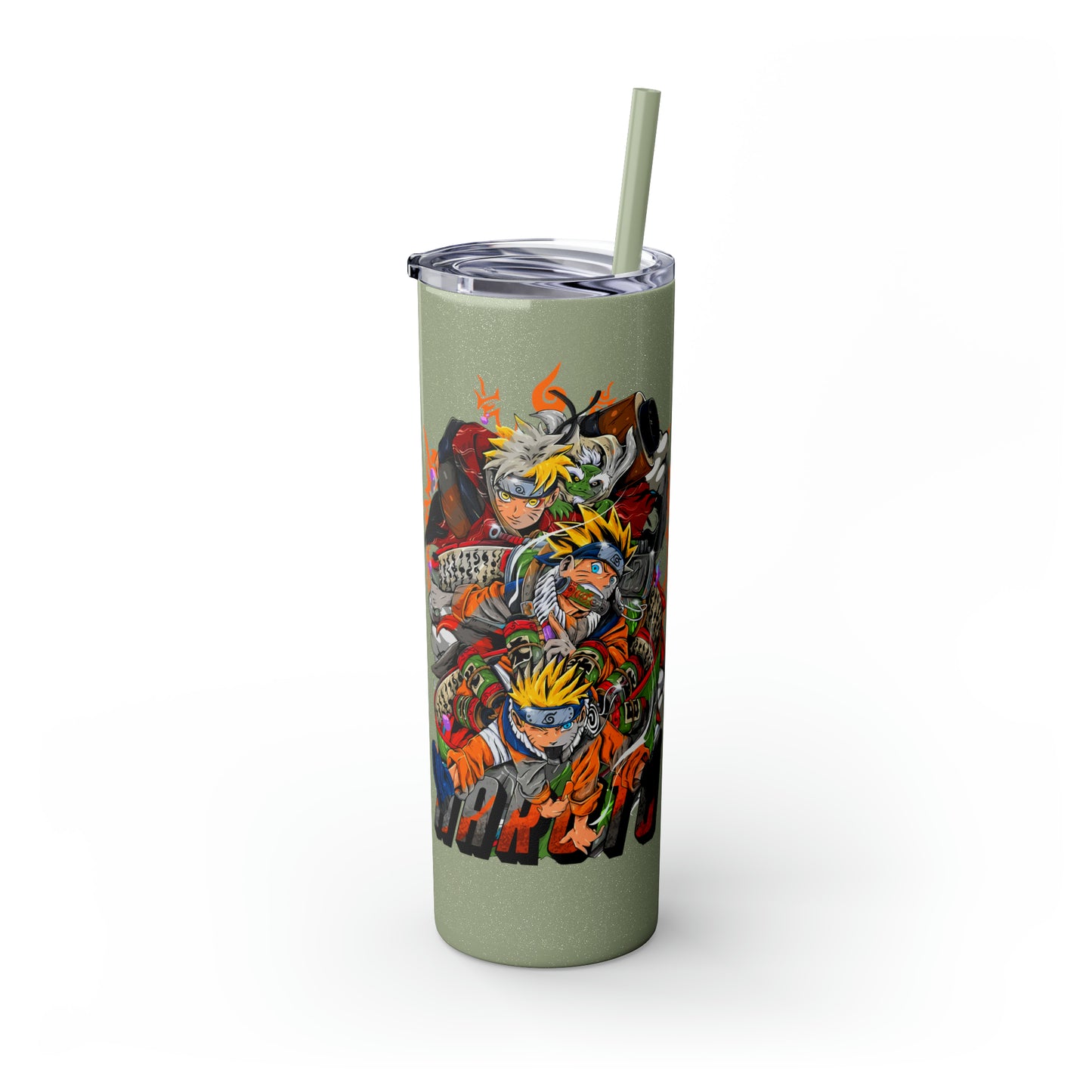 The Many Faces of Naruto Skinny Tumbler with Straw, 20oz