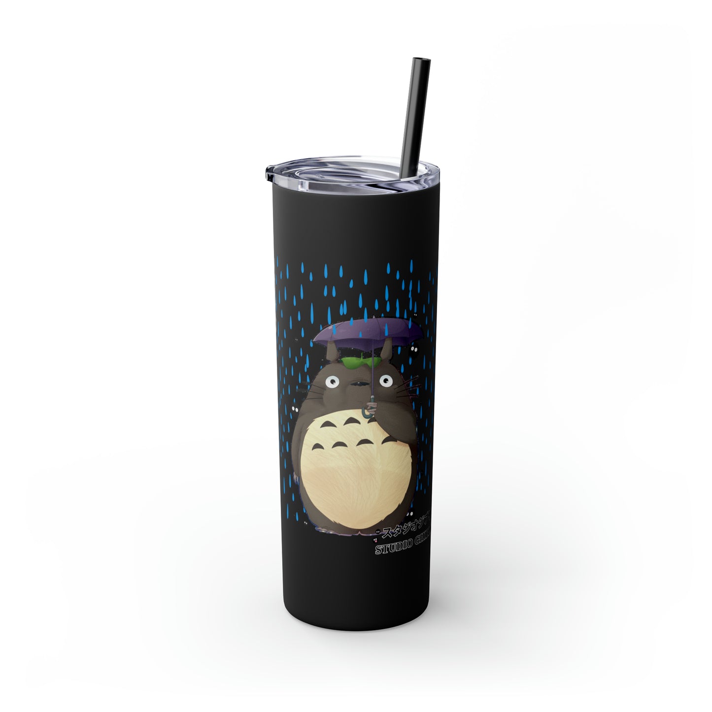 Totoro in the Rain Skinny Tumbler with Straw, 20oz