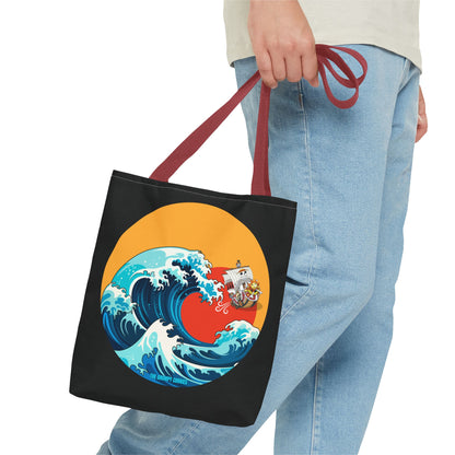 One Piece - Riding the Wave Black Tote Bag