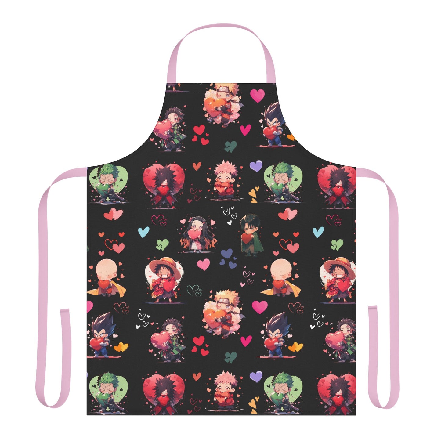 Chibi Anime Friends - Lotsa Love Black Graphic Kitchen Apron