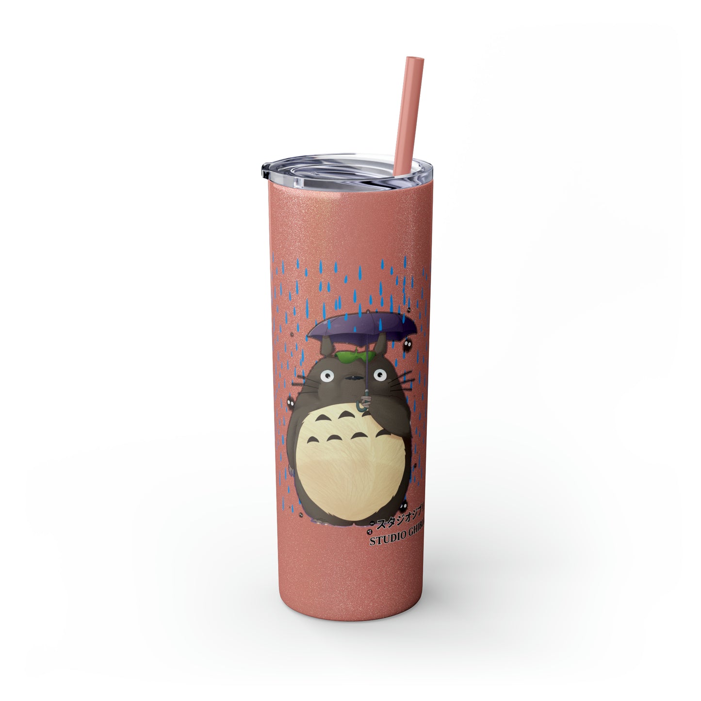 Totoro in the Rain Skinny Tumbler with Straw, 20oz