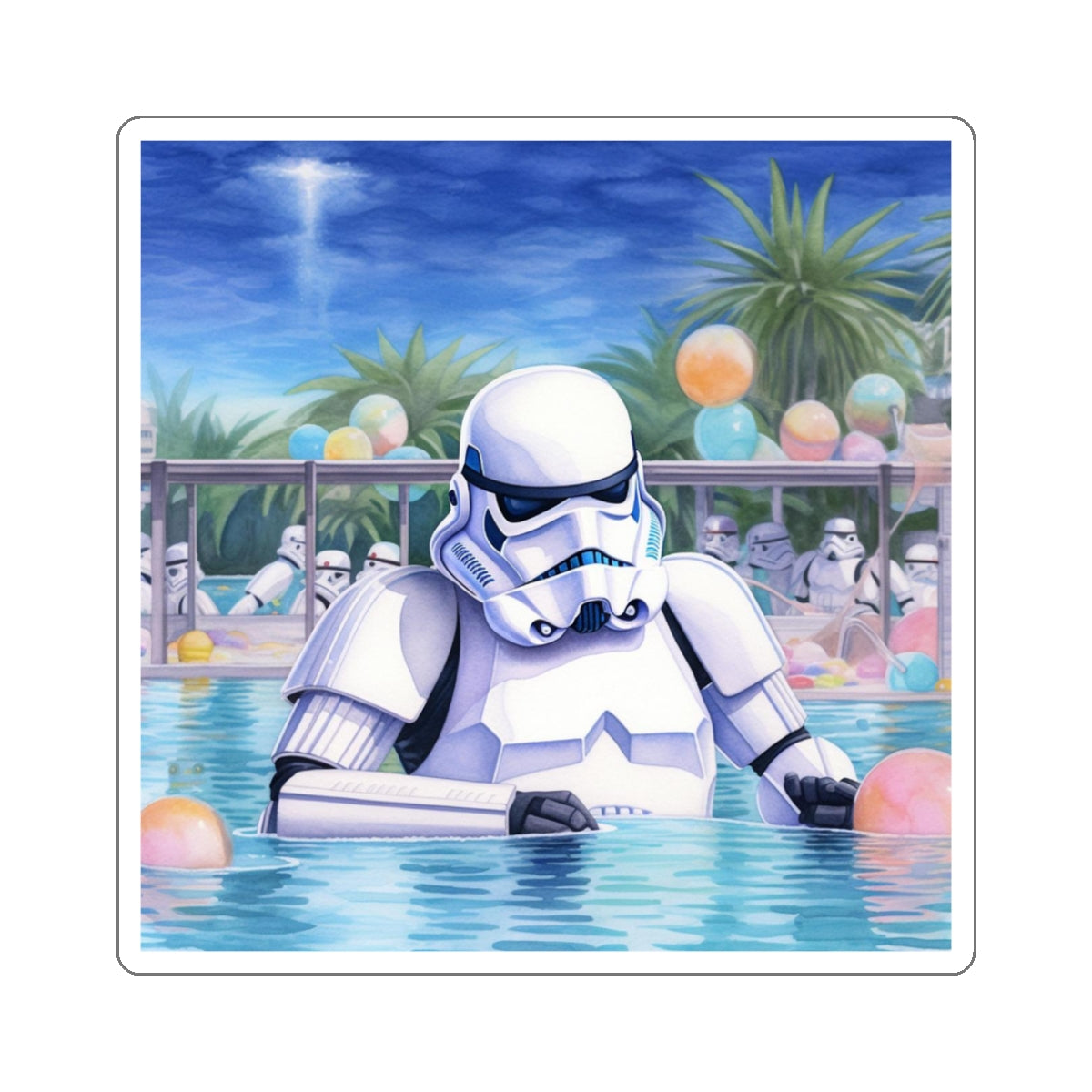 Storm Trooper at the Pool Party Kiss-Cut Stickers