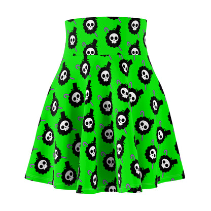 Brook's Jolly Roger Women's Skater Green Skirt (AOP)