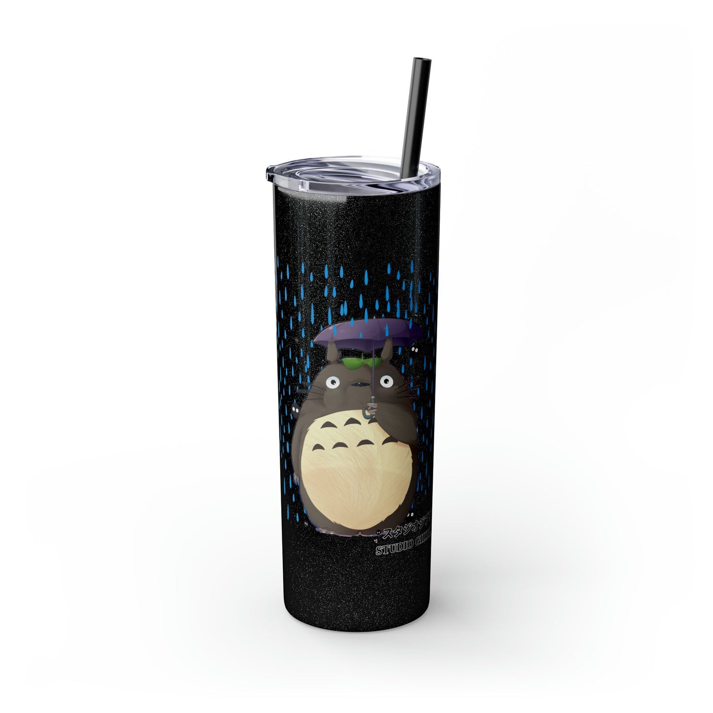 Totoro in the Rain Skinny Tumbler with Straw, 20oz