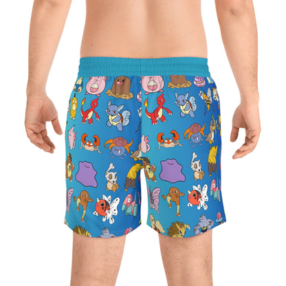 Men's Gotta Catch Em II Blue Mid-Length Swim Shorts