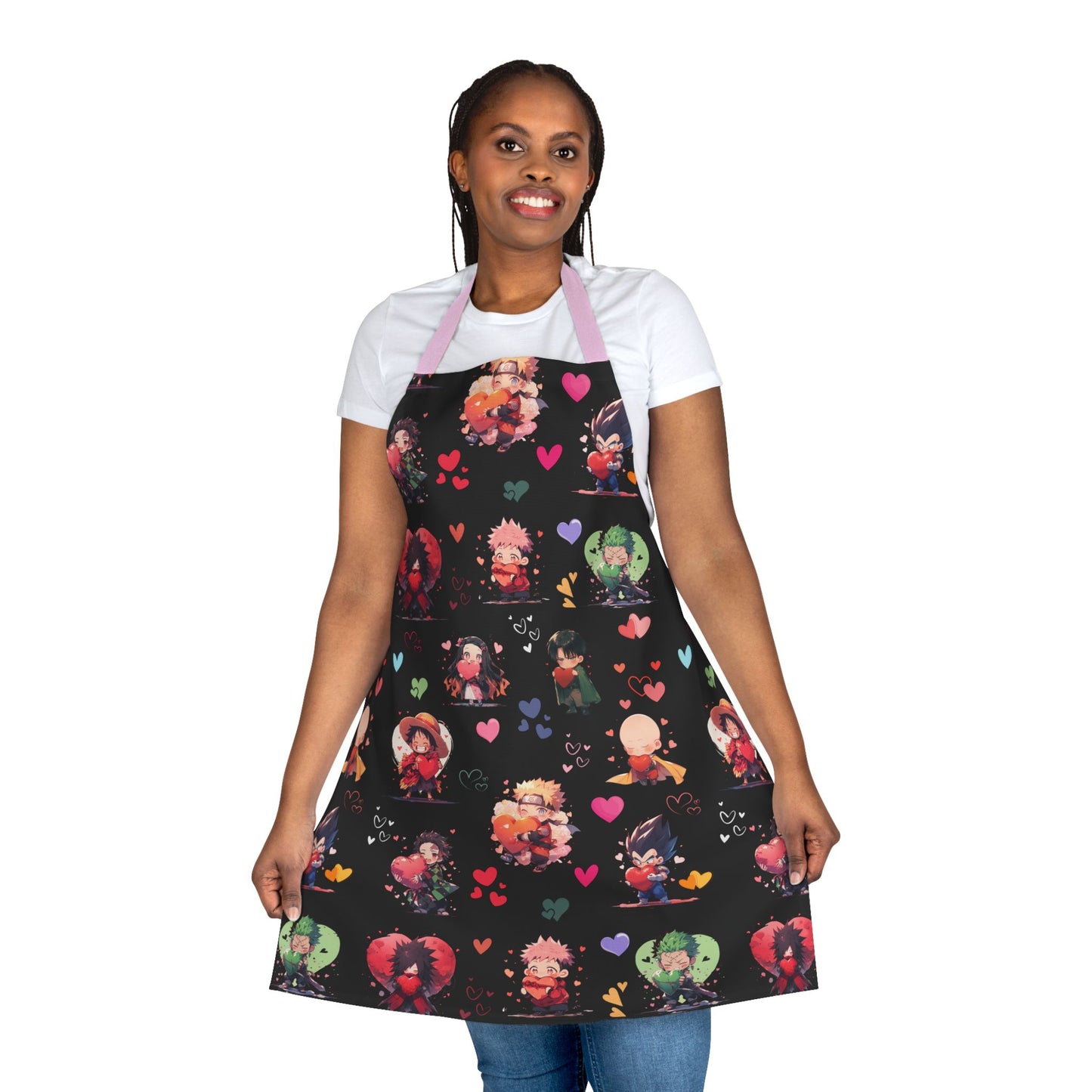 Chibi Anime Friends - Lotsa Love Black Graphic Kitchen Apron