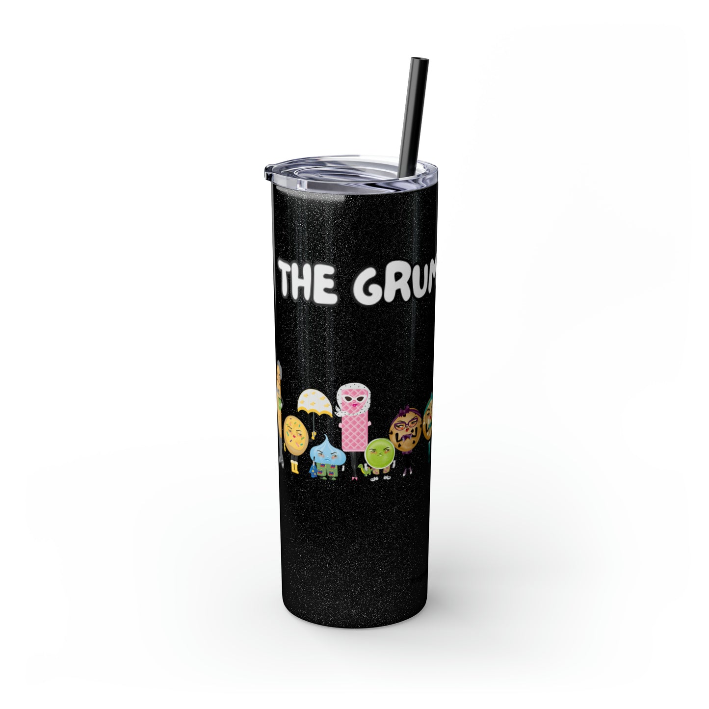 The Grumpy Cookies Crew Skinny Tumbler with Straw, 20oz