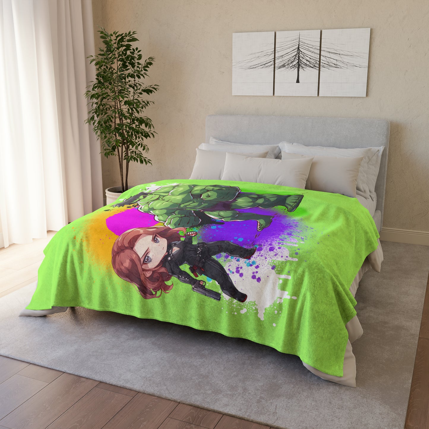 Hulk Loves Black Widow Soft Polyester Blanket