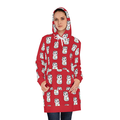 Tangled Reindeer Kitty Women's Hoodie Dress (AOP)