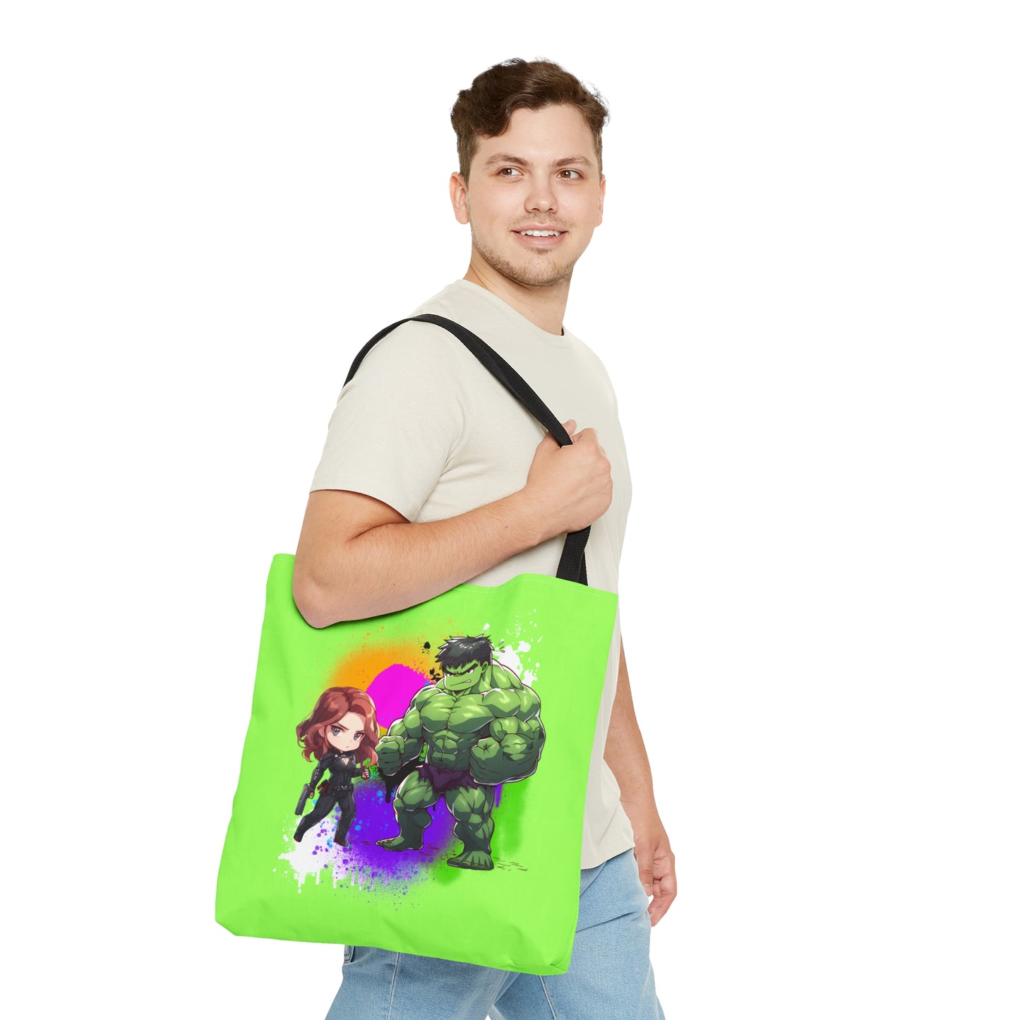 Hulk Loves Black Widow Green Tote Bag