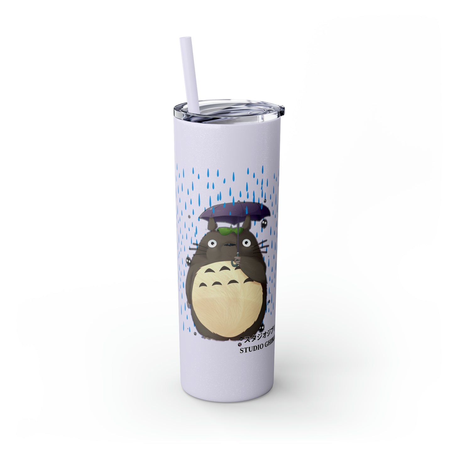 Totoro in the Rain Skinny Tumbler with Straw, 20oz