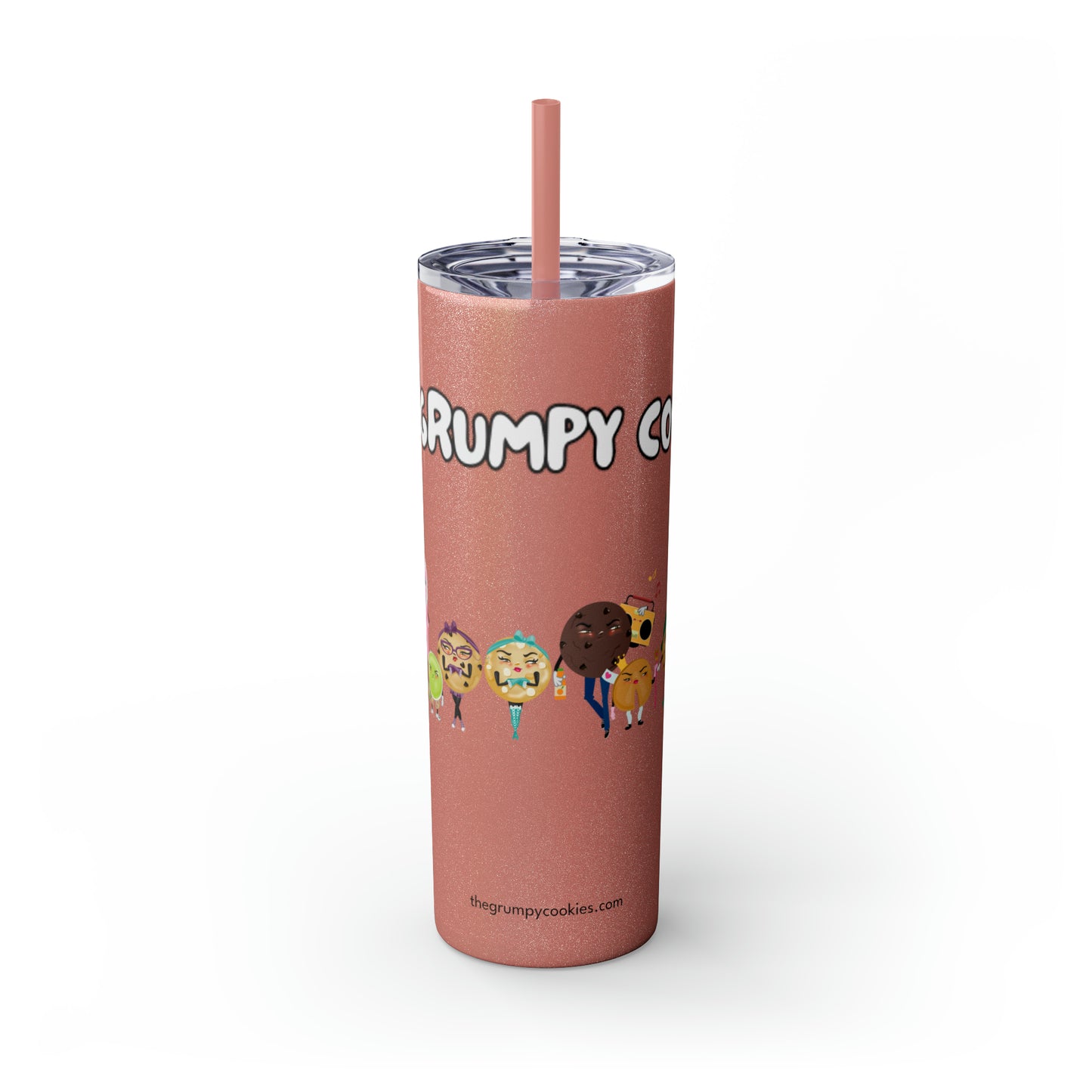 The Grumpy Cookies Crew Skinny Tumbler with Straw, 20oz