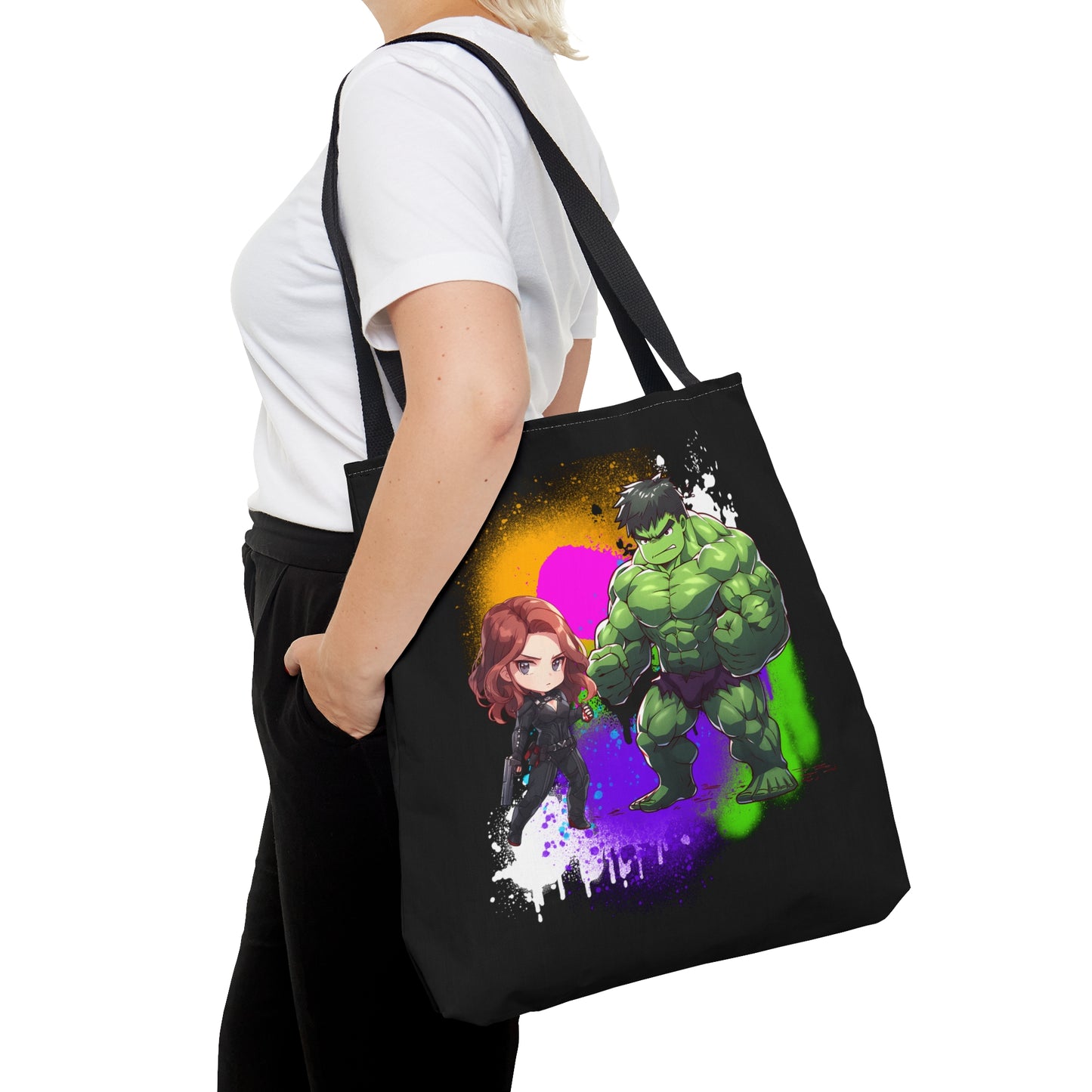 Hulk Loves Black Widow Black Tote Bag