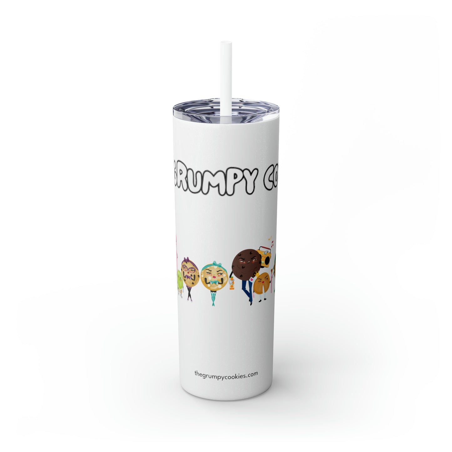 The Grumpy Cookies Crew Skinny Tumbler with Straw, 20oz