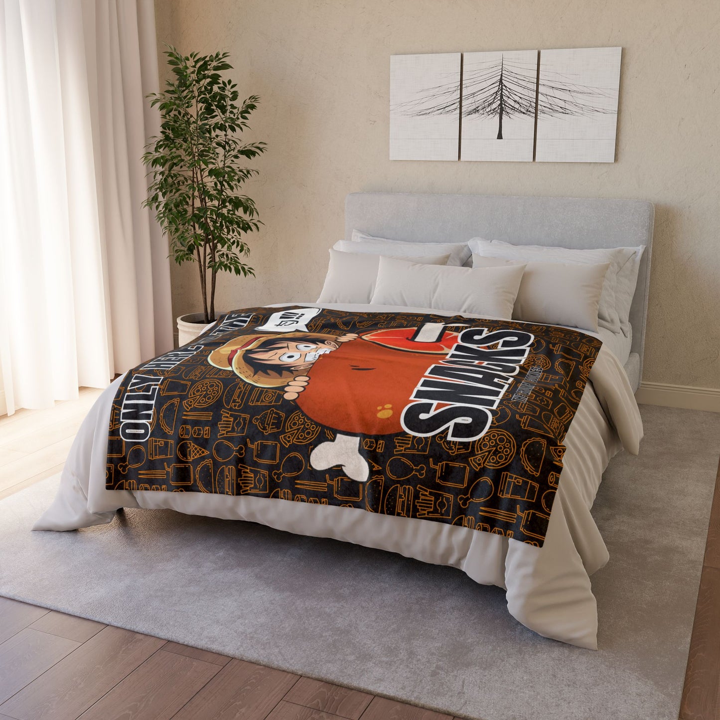 One Piece- Here For The Snacks Polyester Blanket