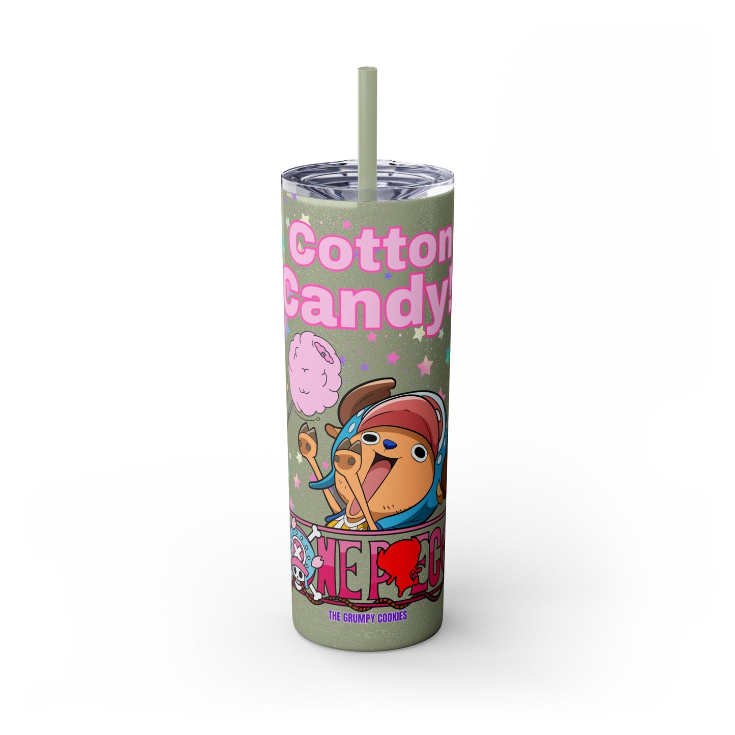 One Piece - Chopper Loves Cotton Candy Skinny Tumbler with Straw, 20oz