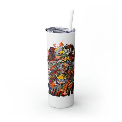 The Many Faces of Naruto Skinny Tumbler with Straw, 20oz