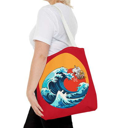 One Piece - Riding the Wave Dark Red Tote Bag