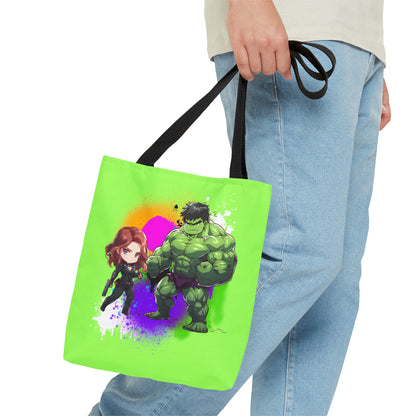 Hulk Loves Black Widow Green Tote Bag