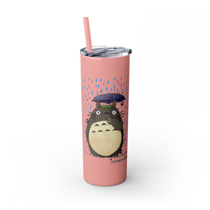 Totoro in the Rain Skinny Tumbler with Straw, 20oz