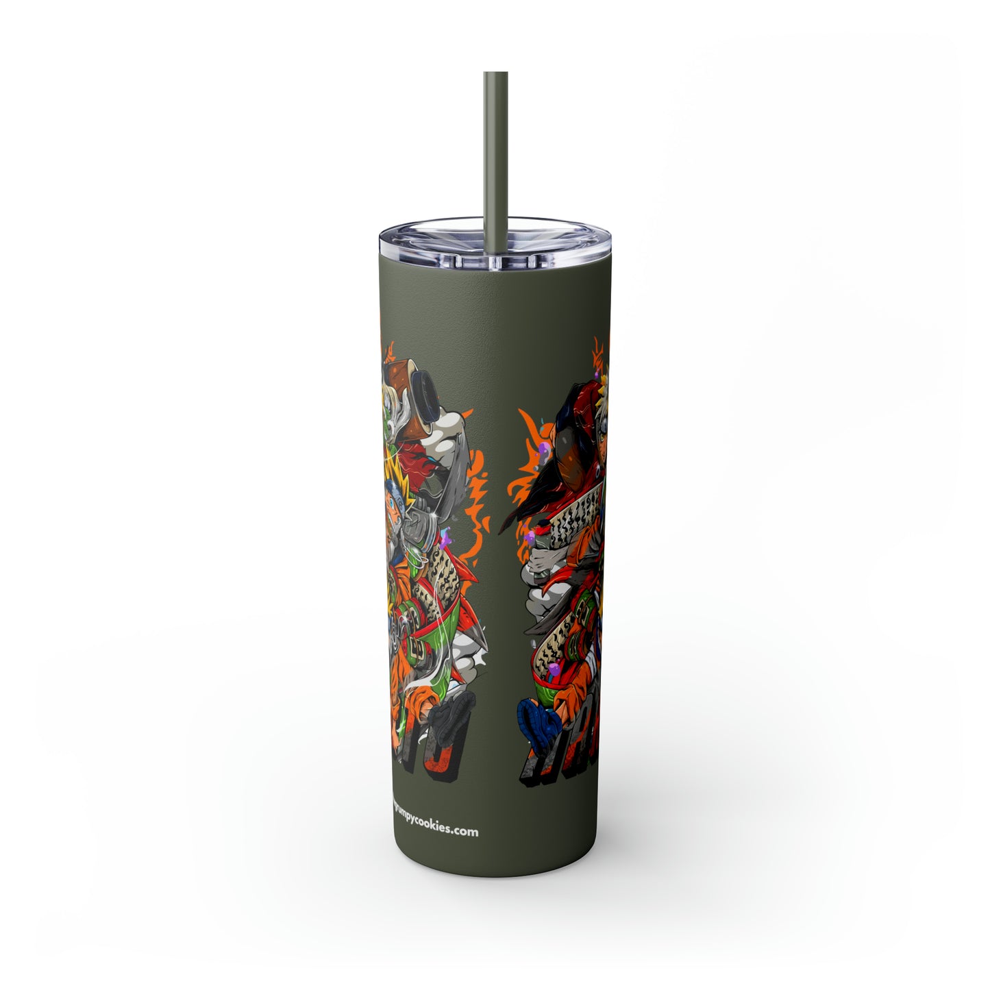 The Many Faces of Naruto Skinny Tumbler with Straw, 20oz