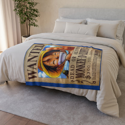 Luffy Wanted Poster Polyester Blanket