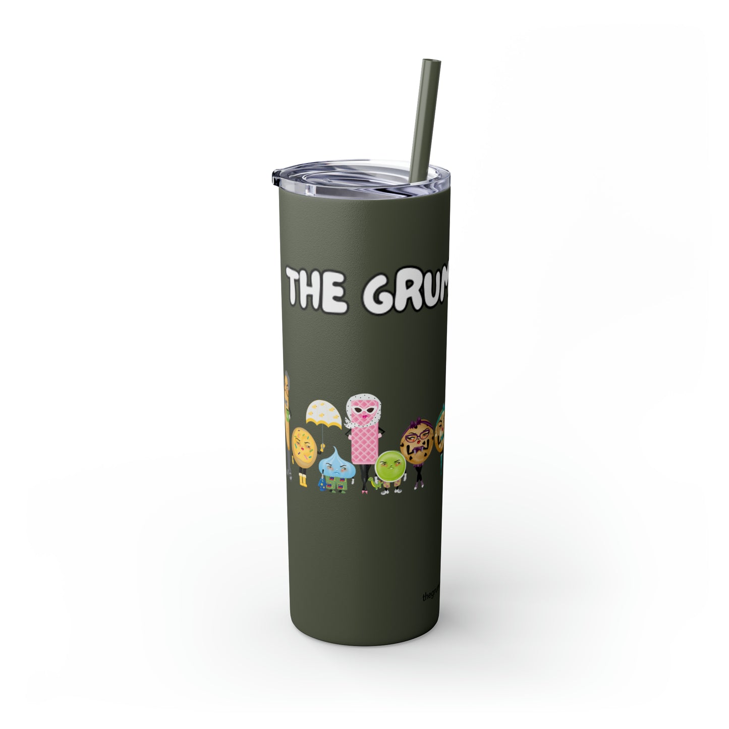 The Grumpy Cookies Crew Skinny Tumbler with Straw, 20oz