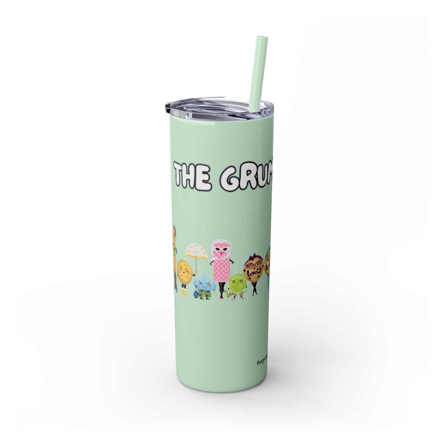 The Grumpy Cookies Crew Skinny Tumbler with Straw, 20oz