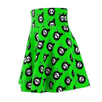 Brook's Jolly Roger Women's Skater Green Skirt (AOP)