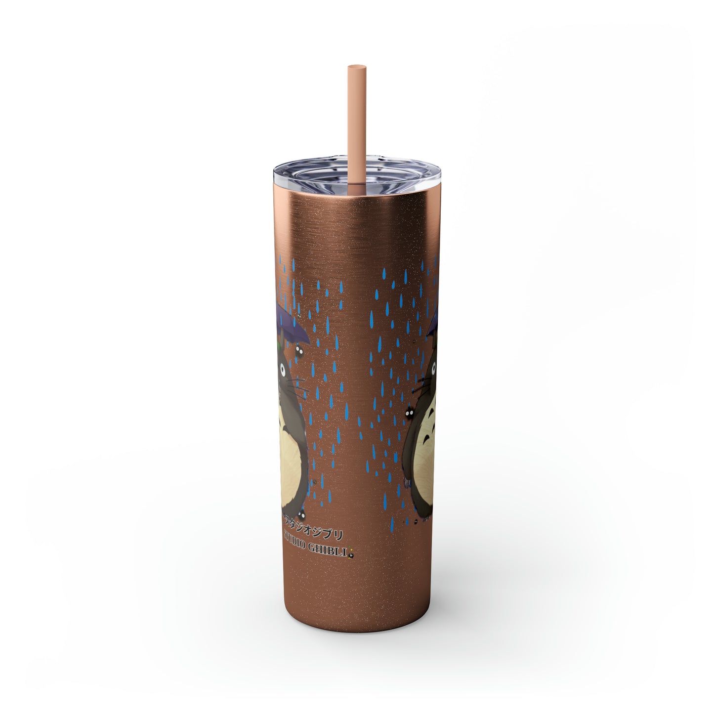 Totoro in the Rain Skinny Tumbler with Straw, 20oz