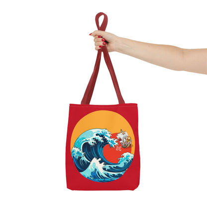 One Piece - Riding the Wave Dark Red Tote Bag
