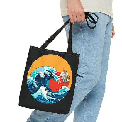 One Piece - Riding the Wave Black Tote Bag