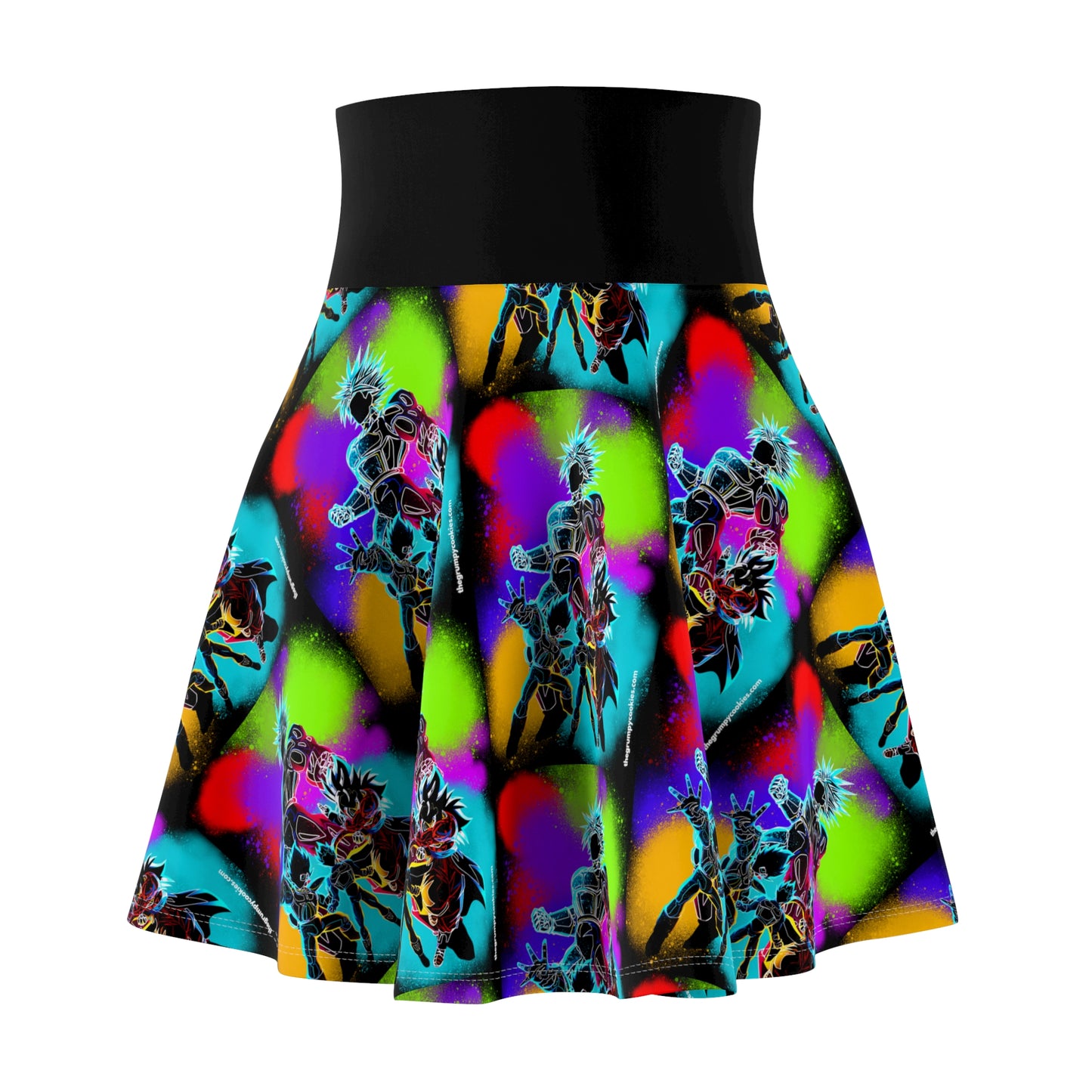 Dragon Ball Z Technicolor Women's Skater Black Skirt (AOP)