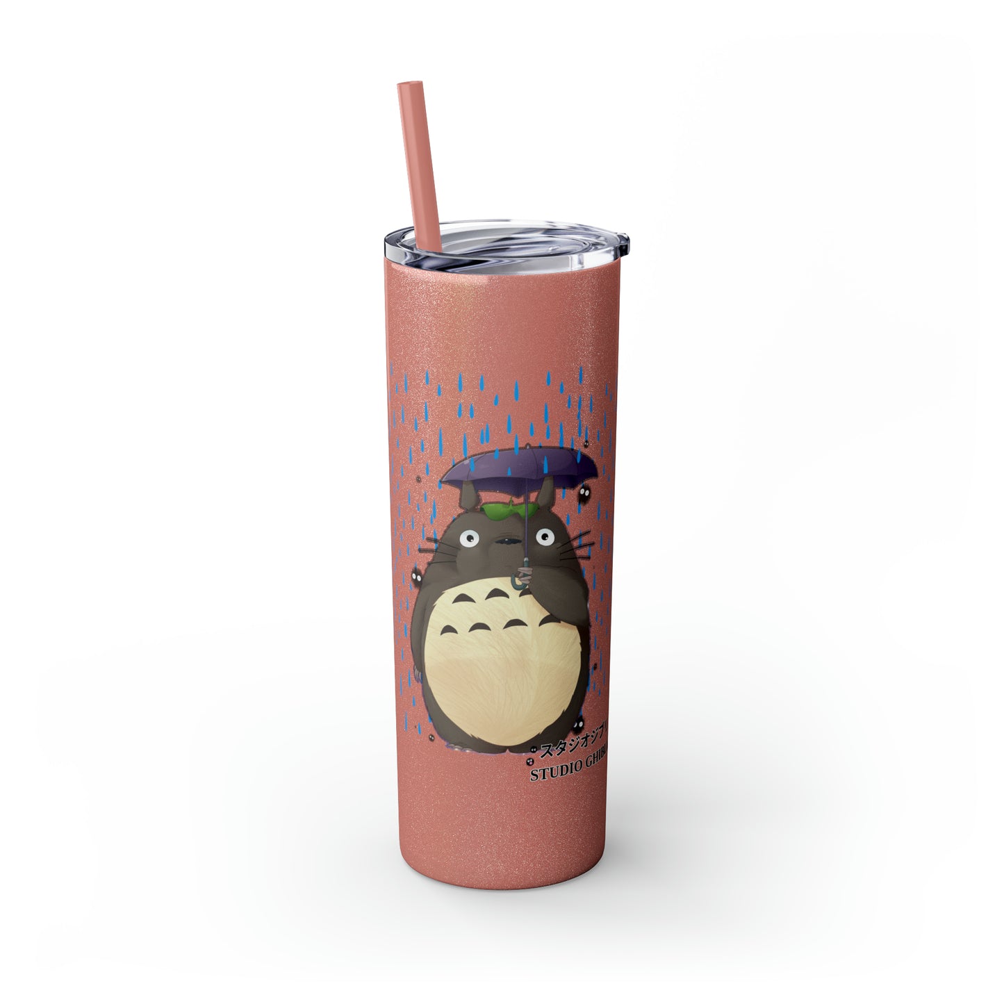 Totoro in the Rain Skinny Tumbler with Straw, 20oz