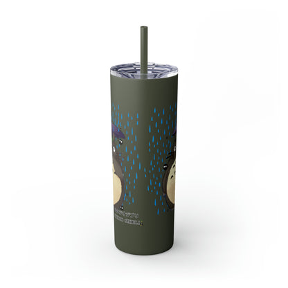 Totoro in the Rain Skinny Tumbler with Straw, 20oz