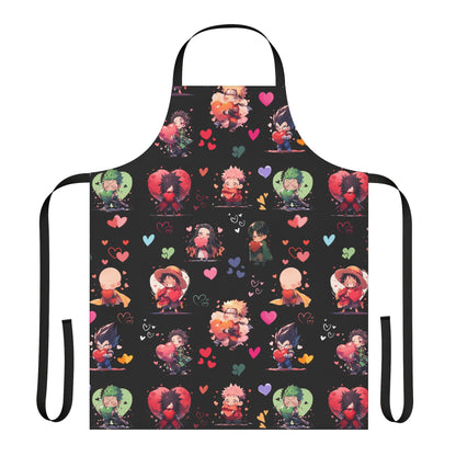 Chibi Anime Friends - Lotsa Love Black Graphic Kitchen Apron