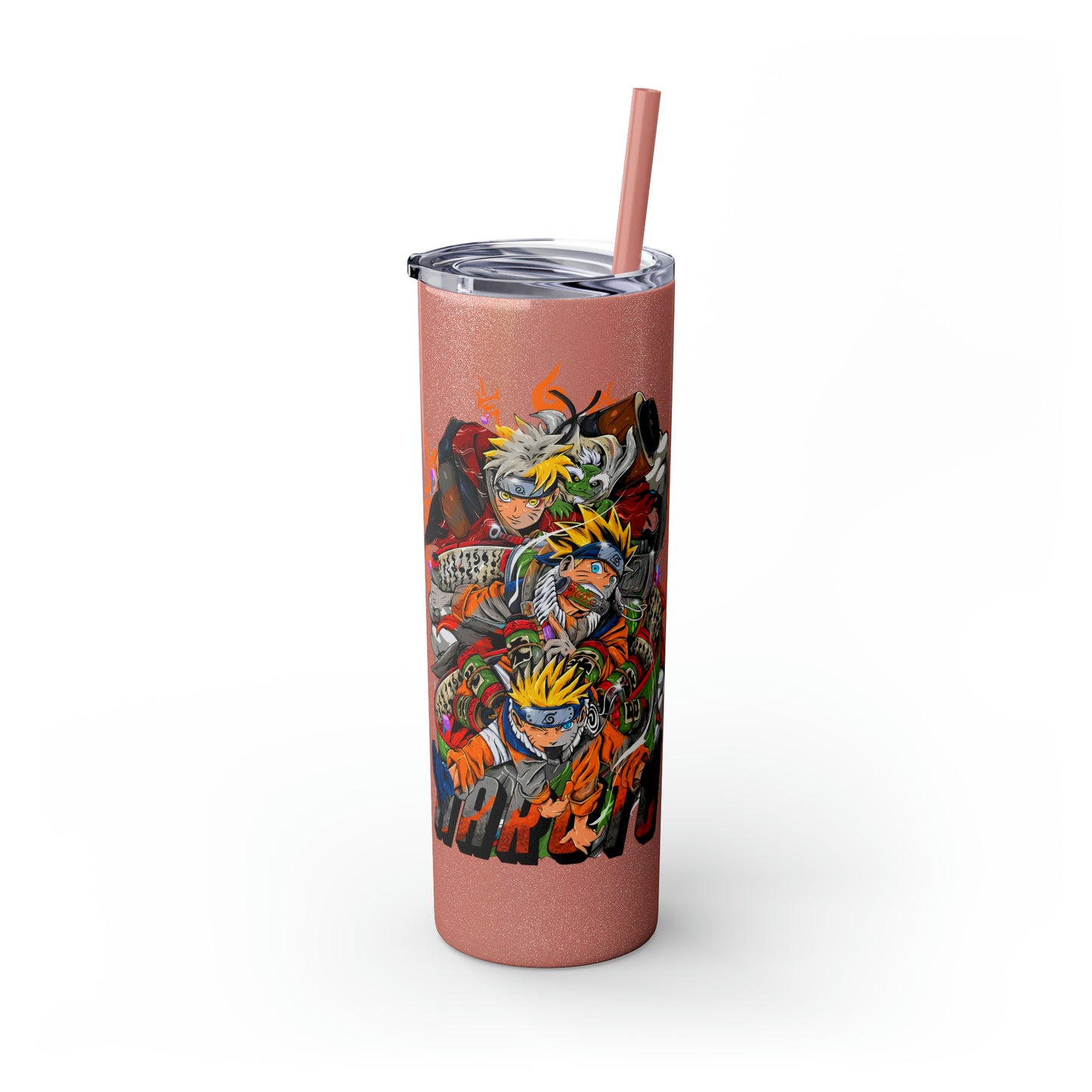 The Many Faces of Naruto Skinny Tumbler with Straw, 20oz