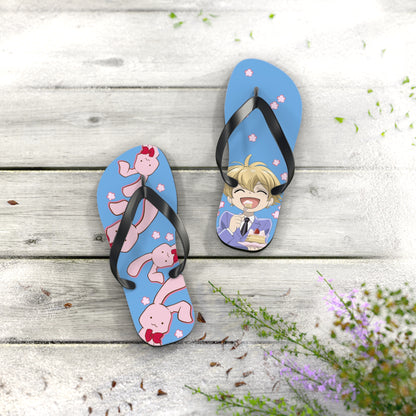 Honey-kun loves Usa-chan and Cakey Unisex Flip Flops