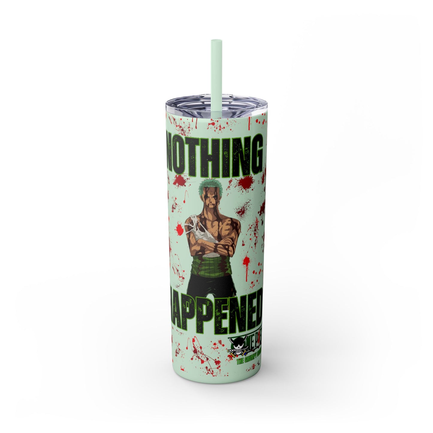 One Piece - Zoro Nothing Happened Skinny Tumbler with Straw, 20oz
