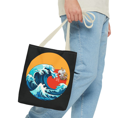 One Piece - Riding the Wave Black Tote Bag