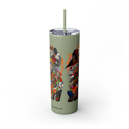 The Many Faces of Naruto Skinny Tumbler with Straw, 20oz