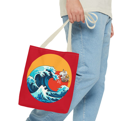 One Piece - Riding the Wave Dark Red Tote Bag
