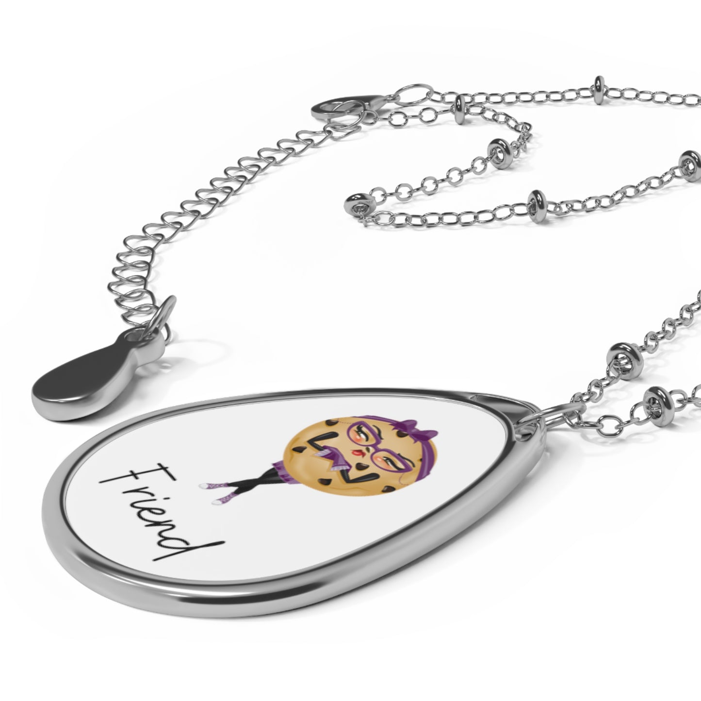 Purple "Friend" The Grumpy Cookies Oval Necklace