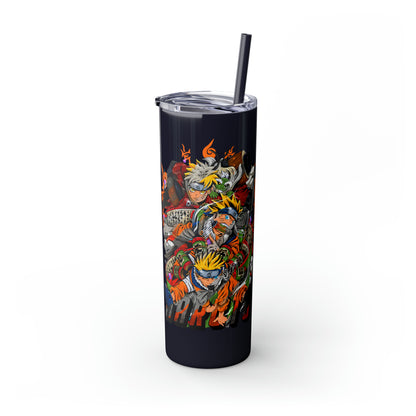 The Many Faces of Naruto Skinny Tumbler with Straw, 20oz