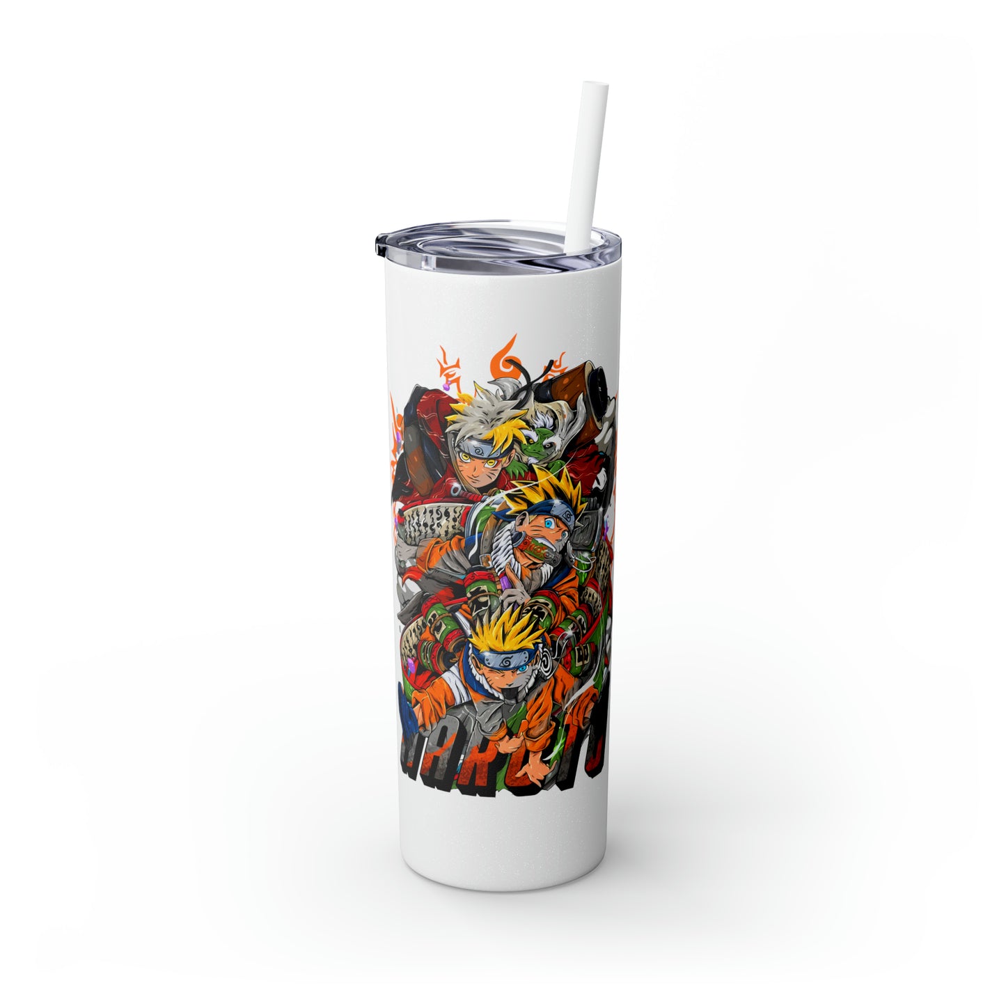 The Many Faces of Naruto Skinny Tumbler with Straw, 20oz