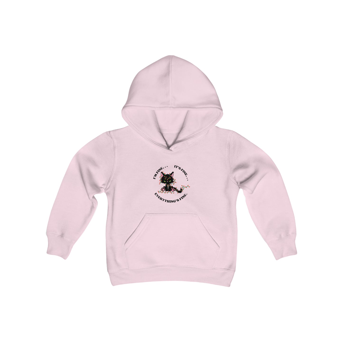 Everything's Fine Kitty Youth Heavy Blend Hooded Sweatshirt