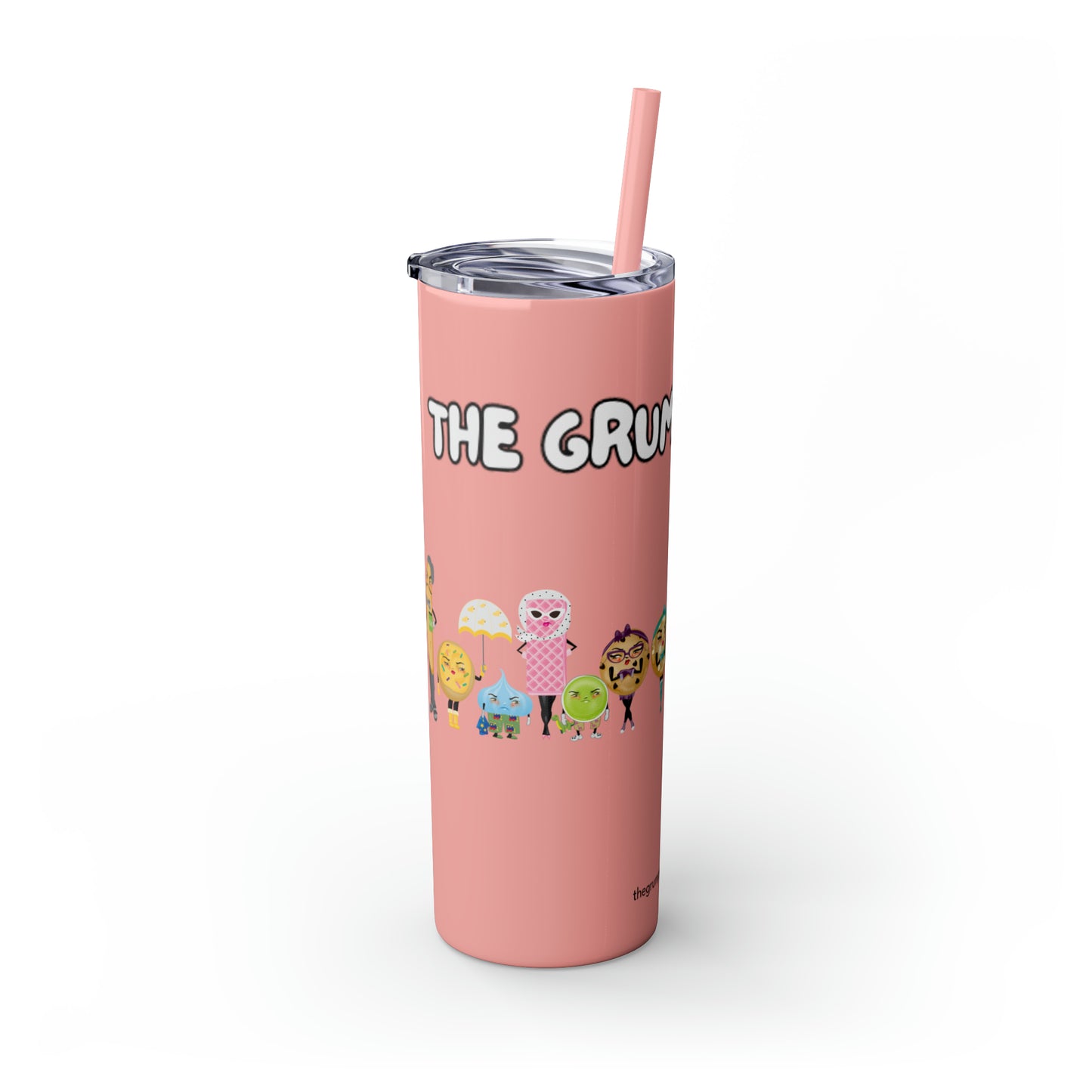 The Grumpy Cookies Crew Skinny Tumbler with Straw, 20oz