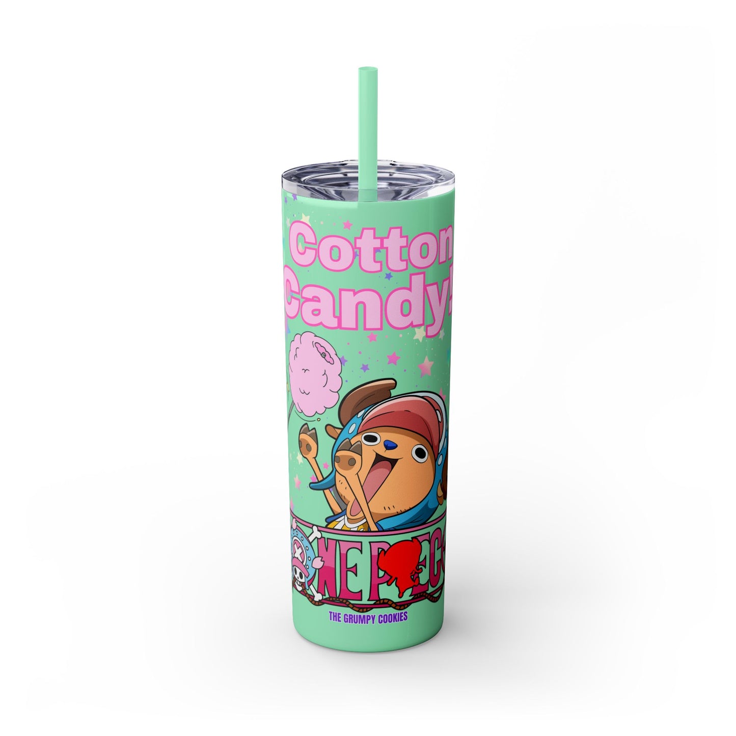 One Piece - Chopper Loves Cotton Candy Skinny Tumbler with Straw, 20oz