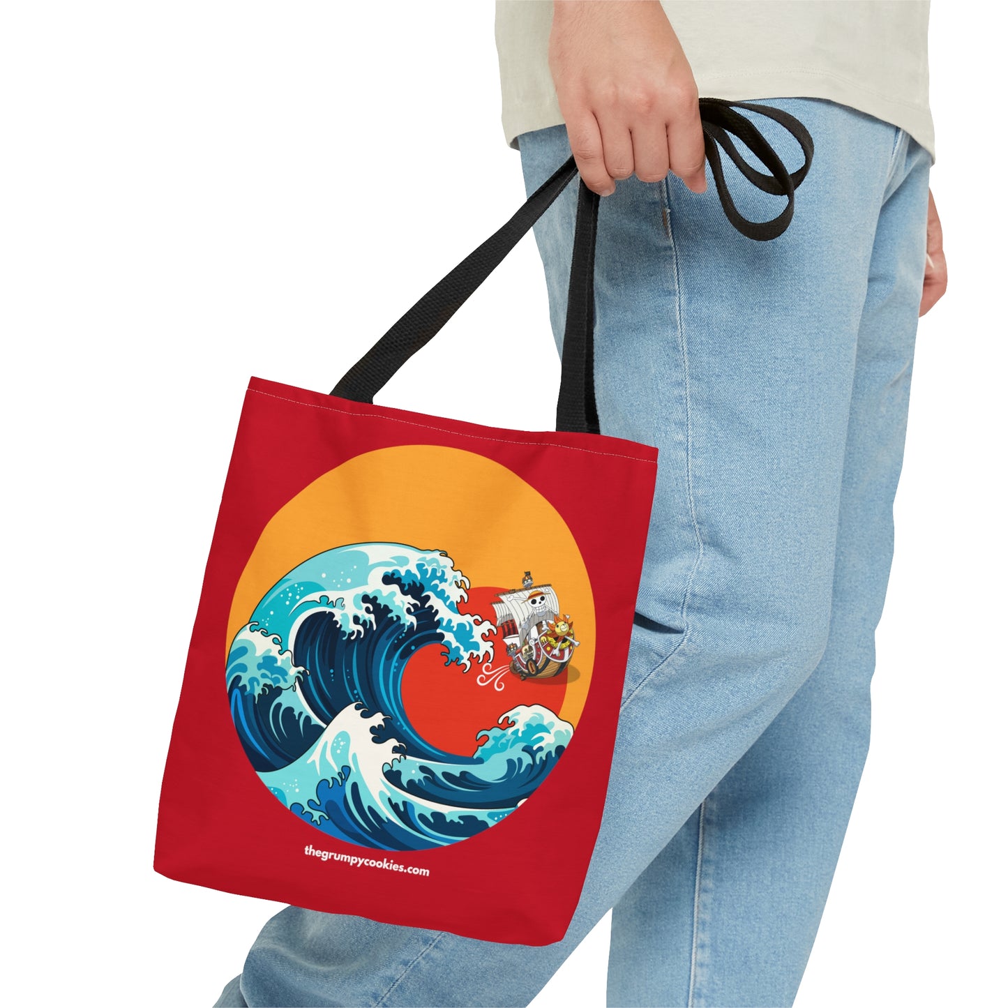 Red Riding the Wave Tote Bag