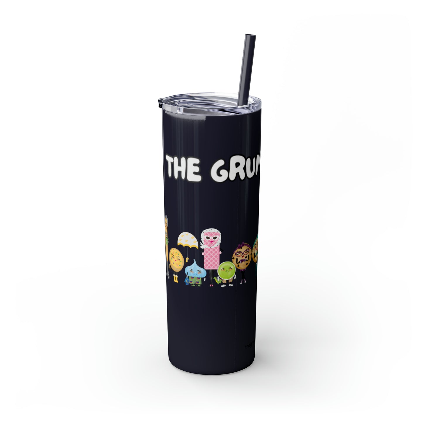 The Grumpy Cookies Crew Skinny Tumbler with Straw, 20oz